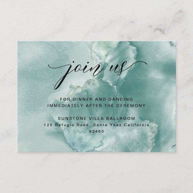 Silver Sage Watercolor Wedding Reception Enclosure Card (Front)