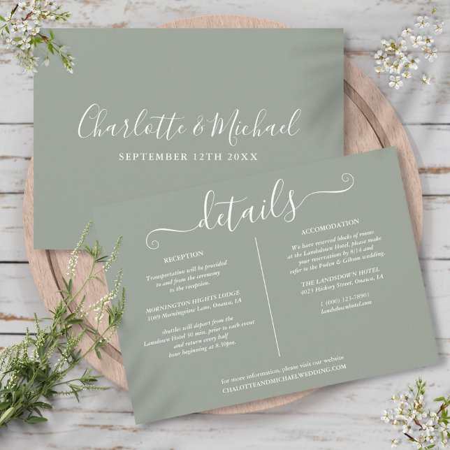 Silver Sage Wedding Details Information Invitation (Silver Sage Wedding Details Information Invitation)