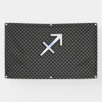 Silver Sagittarius Zodiac Sign Carbon Fibre Print