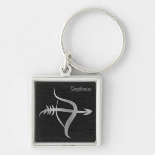 Silver Sagittarius Zodiac Sign Key Ring