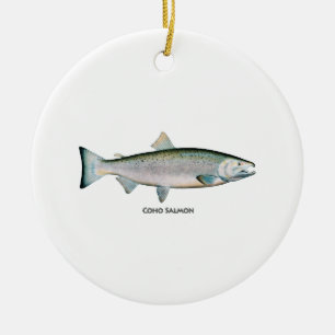 Silver Salmon (ocean phase) Ceramic Tree Decoration