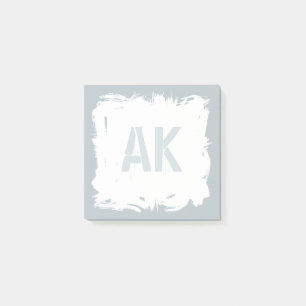 Silver Sand Grey Brush Strokes Cool Monogram Post-it Notes