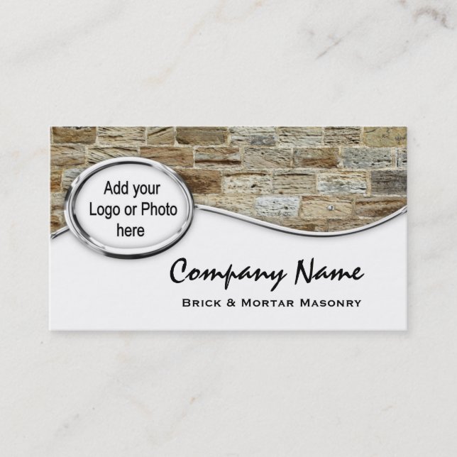 Silver Sandstone Masonry Logo Photo Business Cards (Front)