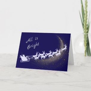 Silver Santa and Sleigh Star Comet Christmas Card