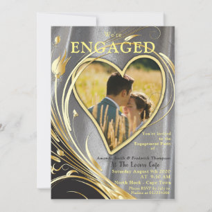 Silver satin  & Gold flower splendour Invitation