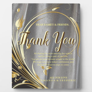 Silver satin & Gold flower thank You Plaque