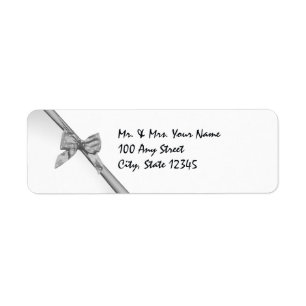 Silver Satin Ribbon Return Address Label