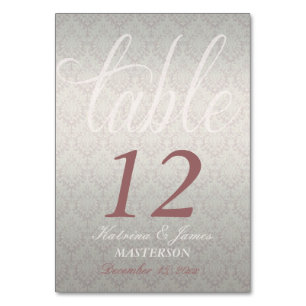 Silver Satin Rose Damask Stylish Decor Table Card