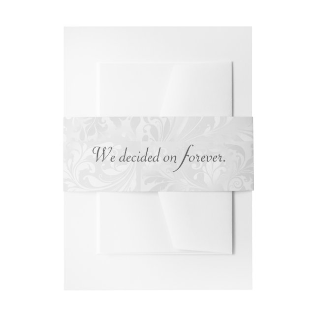 Silver Satin Wedding Quote Invitation Belly Band (Front Example)