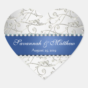 Silver Save the Date Royal Blue Wedding Seal