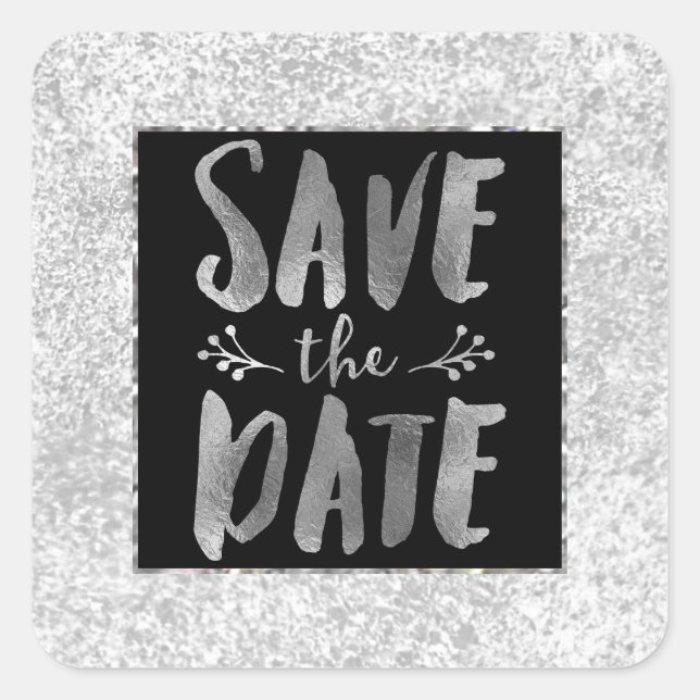 Silver Save the Date Sticker (Front)