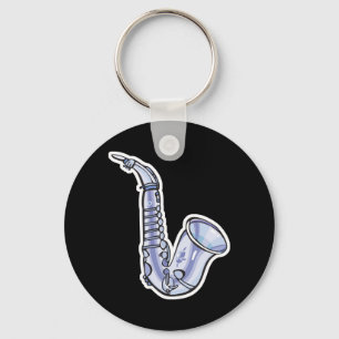 silver saxaphone key ring