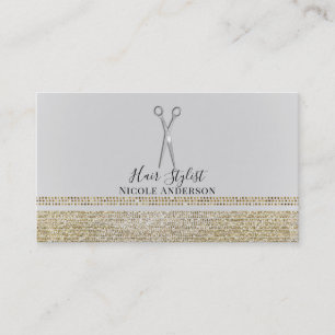 Silver Scissors Gold Sparkle Chic Hair Stylist Business Card
