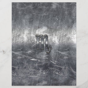 Silver Scorpio Zodiac Sign Distressed Metal Style