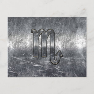 Silver Scorpio Zodiac Sign Distressed Metal Style Postcard