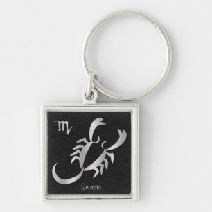 Silver Scorpio Zodiac Sign Key Ring