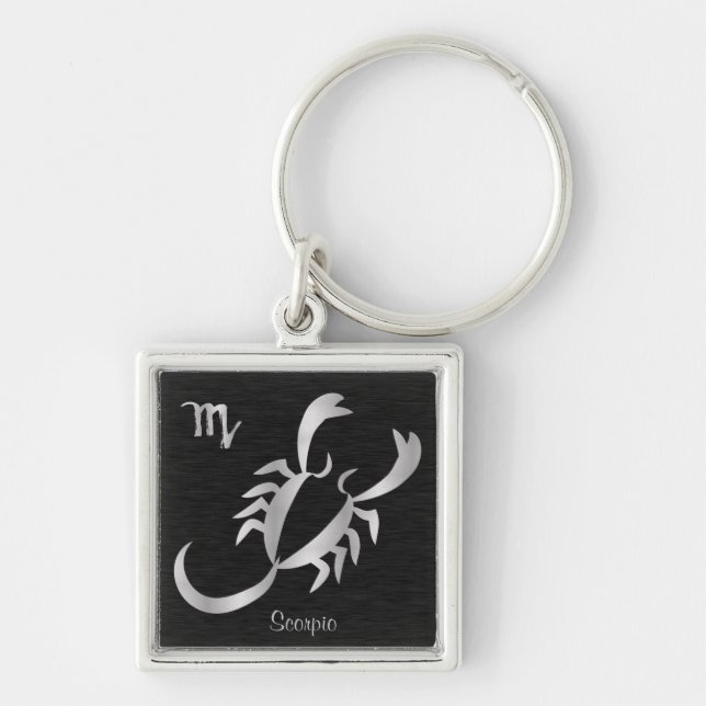 Silver Scorpio Zodiac Sign Key Ring (Front)
