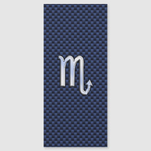 Silver Scorpio Zodiac Symbol Navy Carbon Fibre