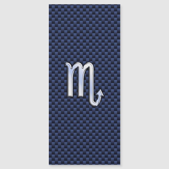 Silver Scorpio Zodiac Symbol Navy Carbon Fibre (Front)