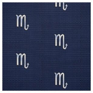 Silver Scorpio Zodiac Symbol Navy Carbon Fibre Fabric