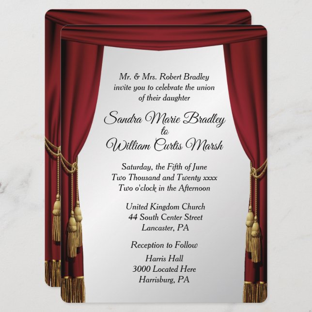Silver Screen Movie Theme Wedding  Invitation (Front/Back)
