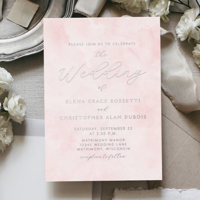 Silver Script Blush Watercolor Wash Wedding (Creator Uploaded)