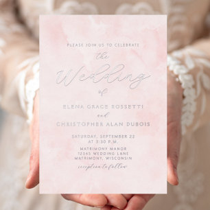 Silver Script Blush Watercolor Wash Wedding