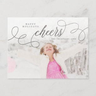 Silver Script Happy Holidays Personalised Photo Po Postcard