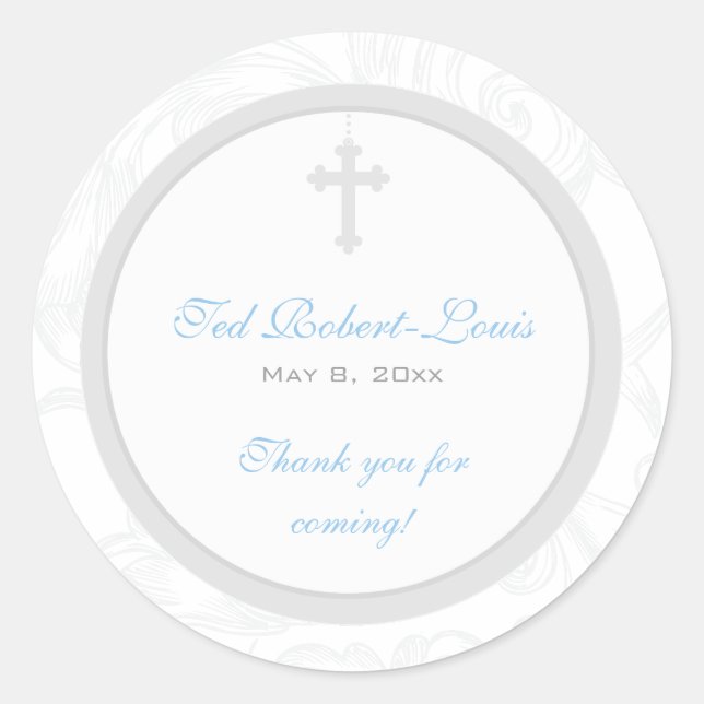 Silver Scroll Cross Address Label/Favour Sticker (Front)