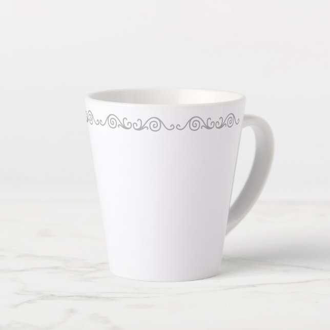 Silver Scrollwork Latte Mug (Right Angle)