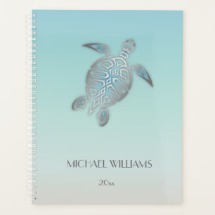 Silver Sea Turtle Coastal Add Name And Year Planner