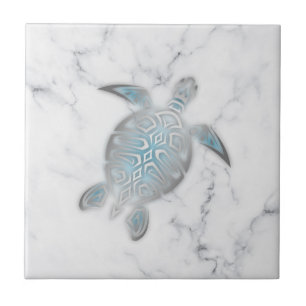Silver Sea Turtle Grey Marble Ceramic Tile
