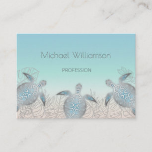 Silver Sea Turtle Turquoise Business Card