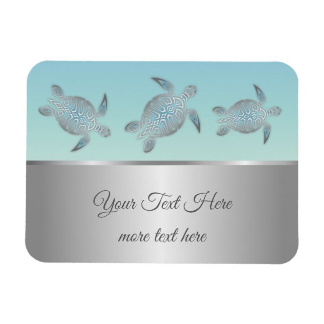 Silver Sea Turtles Beach Style Magnet (Horizontal)