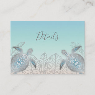 Silver Sea Turtles    Beach Wedding Details Enclosure Card