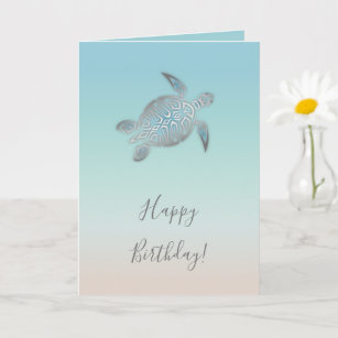 Silver Sea Turtles Birthday Card
