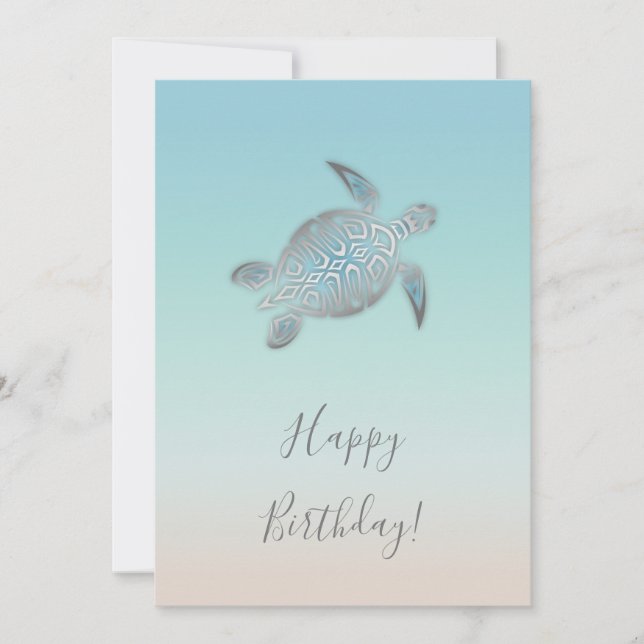 Silver Sea Turtles Birthday Card (Front)