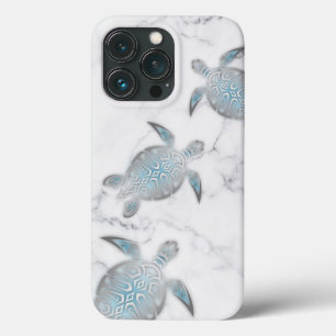 Silver Sea Turtles Grey Marble  iPhone 13 Pro Case
