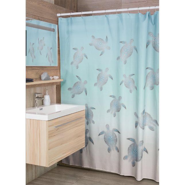 Silver Sea Turtles | Nautical  Shower Curtain (Creator Uploaded)