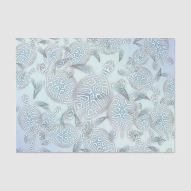 Silver Sea Turtles Purple Pattern Tissue Paper (Front)