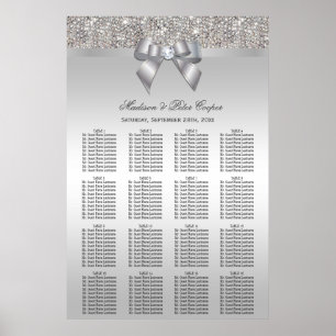 Silver Sequins and Bow Wedding Seating Chart
