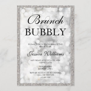 Silver Sequins Brunch & Bubbly Bridal Shower Invitation