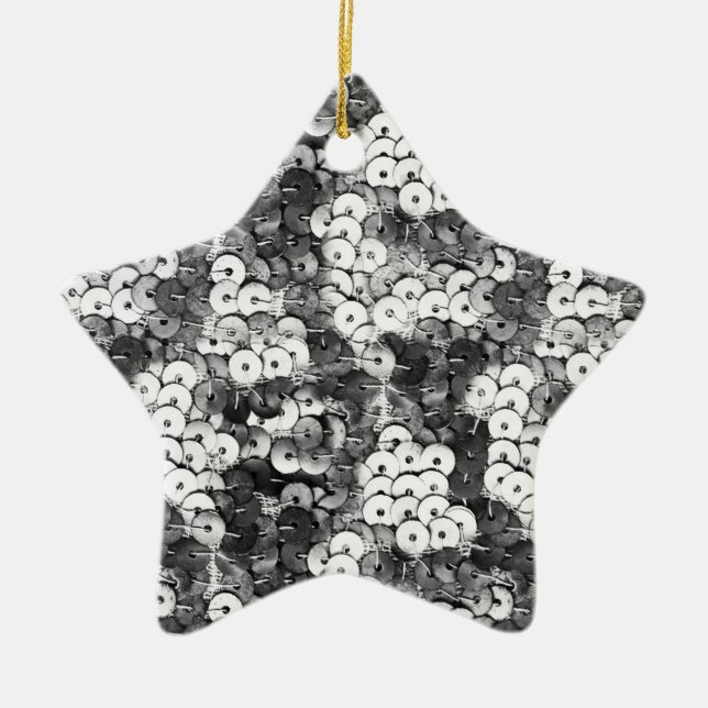 Silver Sequins Ceramic Ornament (Front)