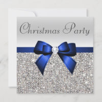 Silver Sequins Christmas Party Blue Diamond Bow