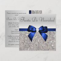 Silver Sequins Christmas Party Blue Diamond Bow