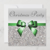 Silver Sequins Christmas Party Green Diamond Bow