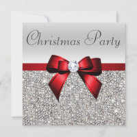 Silver Sequins Christmas Party Red Diamond Bow