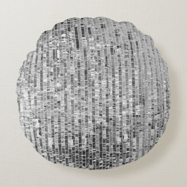 Silver sequins, glamourous seamless background. round cushion (Front)