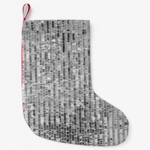 Silver sequins, glamourous seamless background. small christmas stocking