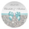 Silver Sequins Teal Bow and Diamond Wedding